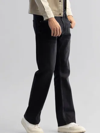 Men's Jet Black Bootcut Denim Jeans