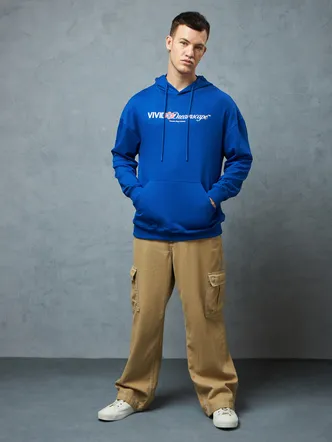Men's Royal Blue Oversized Hoodie - Streetwear