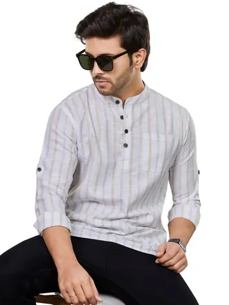 Men's Premium Cotton Striped Kurta - Ethnic Casual