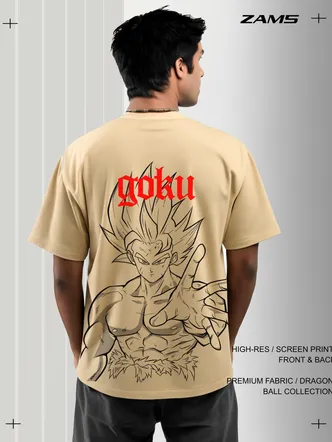 Men's Oversized Beige Goku T-Shirt