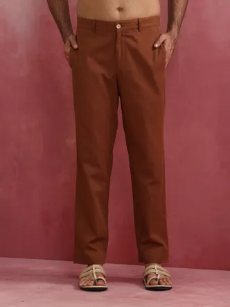 Men's Deep Brown Cotton Twill Chinos