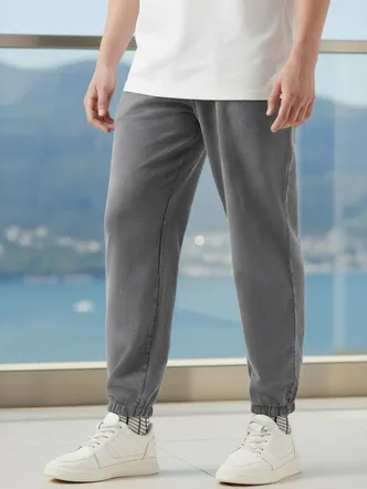 Men's Charcoal Grey Acid Wash Joggers