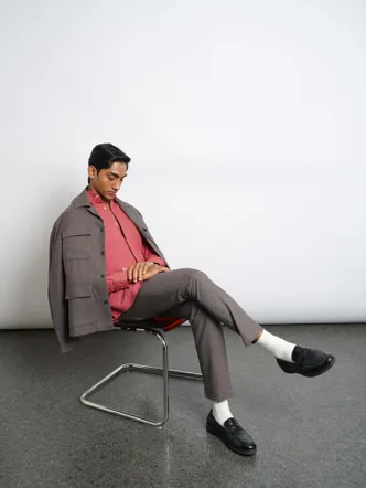 Men's Slate Grey Cotton Shacket for Casual Wear