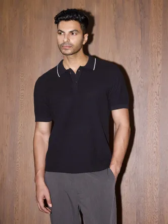 Courtside Cotton Polo Regular Fit Black