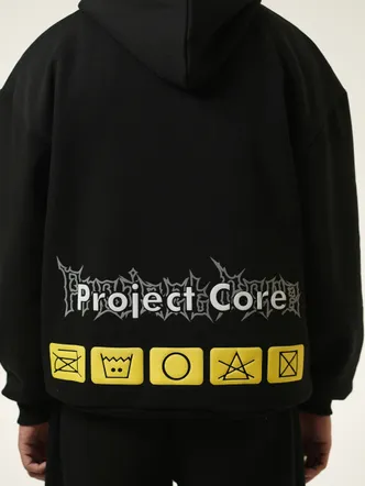 Project Core Black Oversized Hoodie for Men