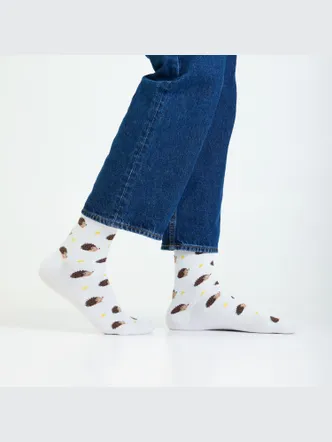 Hedgehog Mid Calf Off White Men's Socks