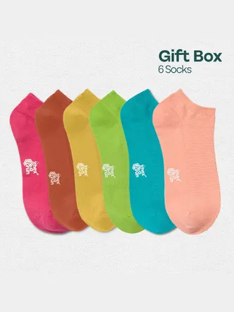 Multicolor Unisex Ankle Socks Gift Set - 6 Pack