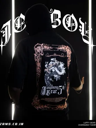 Black Cotton One Piece Luffy Graphic T-Shirt