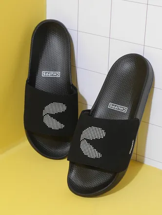 Men's Black Slip-On Foam Cushion Sliders