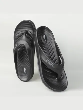 CHUPPS Men's Black Gray Flip Flops