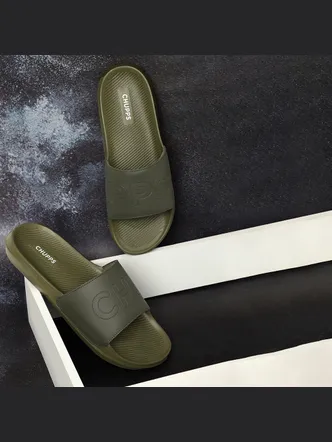 CHUPPS Men's Olive Green Vegan Sliders