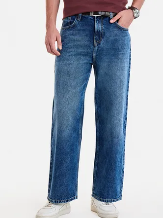 Men's Baggy Denim Jorts - Medium Blue