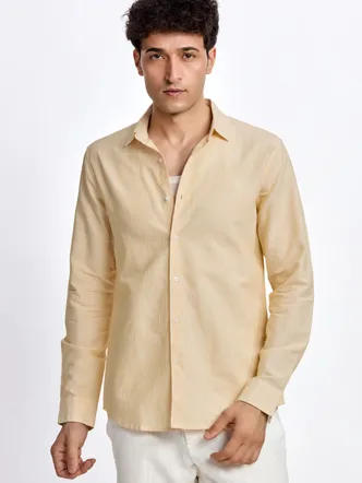 Men's Light Butter Yellow Cotton Shirt