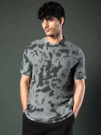 Grey Tie Dye Knit Men's T-Shirt