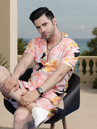 Coral Pink Men's Floral Co Ord Set