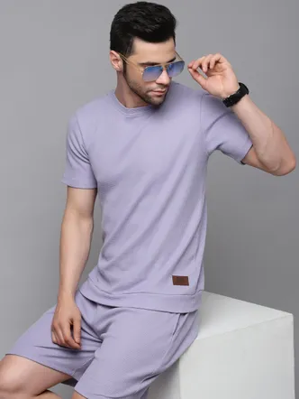 Stylish Waffle Knit Men's Lavender Co-Ords