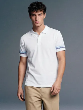 White Men's Regular Fit Cotton Polo Shirt
