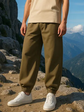 Olive Green Men's Ankle-Length Joggers