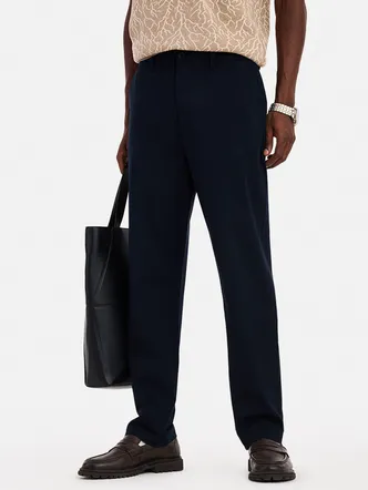 Men's Regular Fit Navy Cotton Chino Trousers