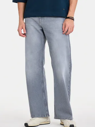 Men's Wide Leg Bell Bottom Jeans - Mid Grey