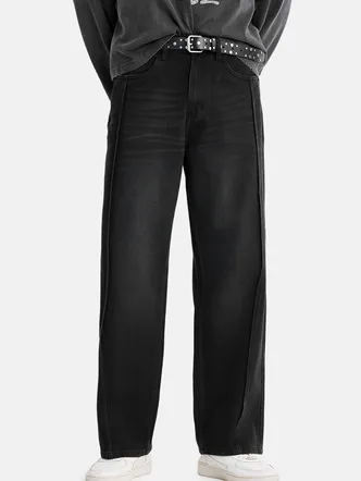 Men's Deep Black Baggy Palazzo Jeans