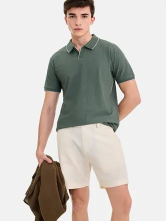 Self-Design Regular Fit Stretch Polo T-Shirt