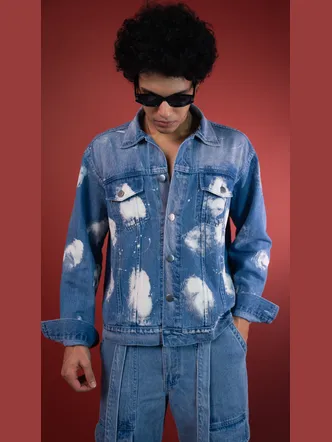 Vintage Denim Blue Men's Oversized Jacket