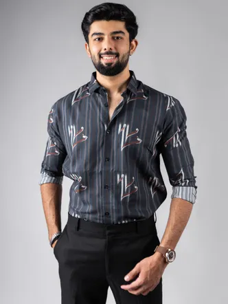 Men's Classic Navy Striped Cotton Shirt