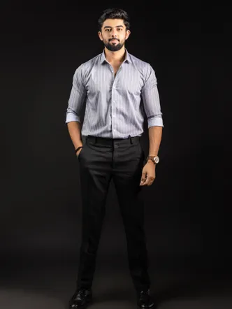 Men's Dusky Grey Vertical Striped Shirt