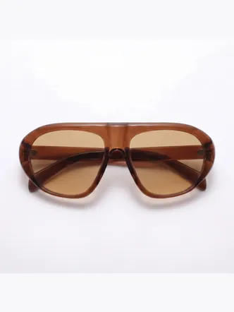 Brown Acetate Retro Unisex Sunglasses - UV Protected