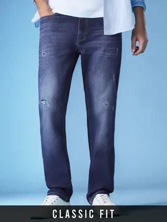 Men's Tapered Deep Denim Blue Jeans