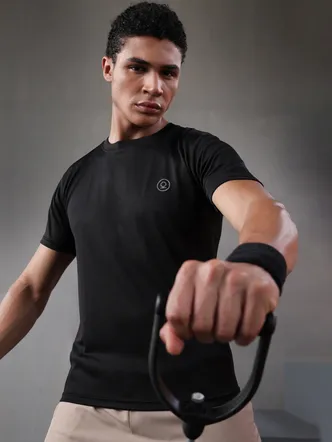 Men's Black Jersey Crew Neck T-Shirt