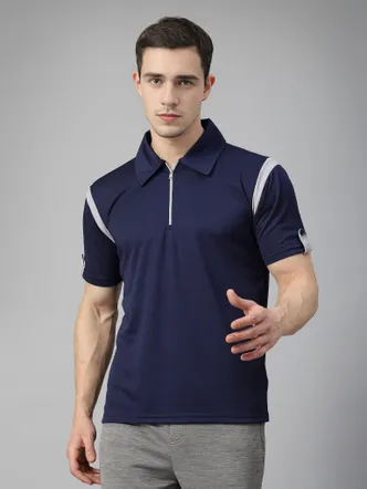 Navy Men's Polyester Piqué Polo T-Shirt