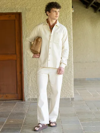 Beige Chinos Co Ord Set for Men