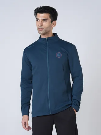 Men's Teal Blue Slim Fit Harrington Jacket