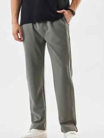 Men's Olive Gray Relaxed Fit Track Pants