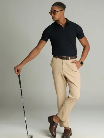 Men's Deep Black Nylon Golf Polo Shirt