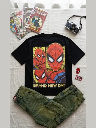 Unisex Black Spider Man Graphic Jersey T-Shirt