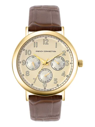 French Connection Men's Gold Leather Watch