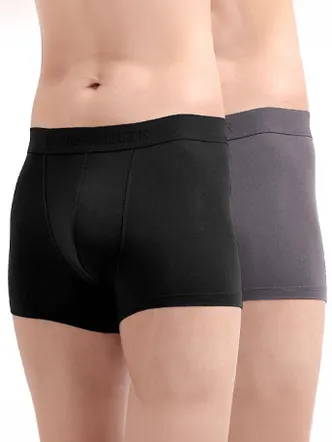 Men's Black & Charcoal Grey Trunks Multipack