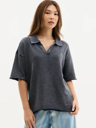Unisex Charcoal Vintage Rugby Polo Shirt