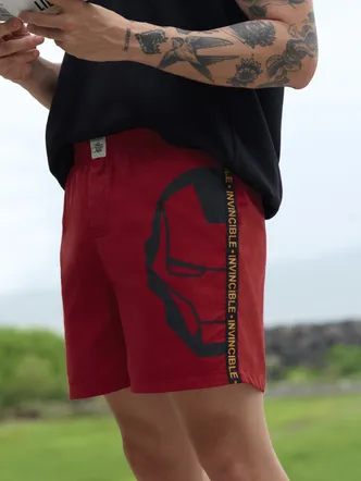Men's Deep Red Marvel Boxer Briefs Daily Wear