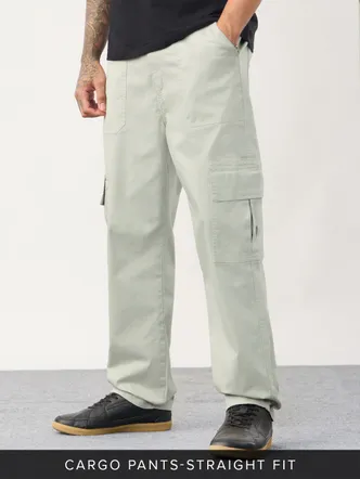 Men's Light Sage Grey Cargo Pants Daily Wear