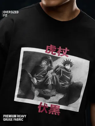 Jujutsu Kaisen Black Oversized Jersey T-Shirt Casual