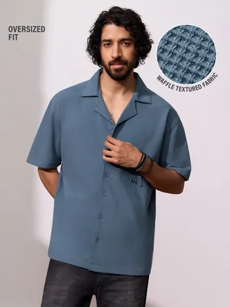 Muted Teal Blue Oversized Jersey Shirt Casual
