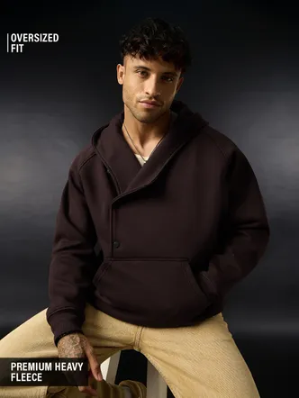 Men's Deep Chocolate Brown Oversized Pullover Hoodie