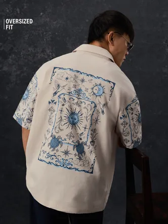 Beige Oversized Jersey Shirt for Daily Streetwear