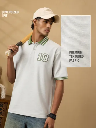 Off White Oversized Rugby Polo Shirt for Daily