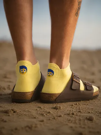 Pastel Yellow Ankle Socks Cotton Daily Wear