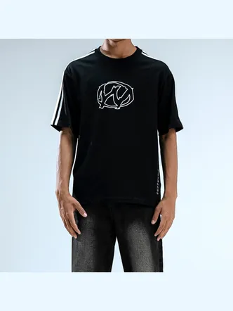 Men's Black Oversized Streetwear Graphic T-Shirt